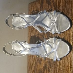 Guess Silver Leather Stilettos